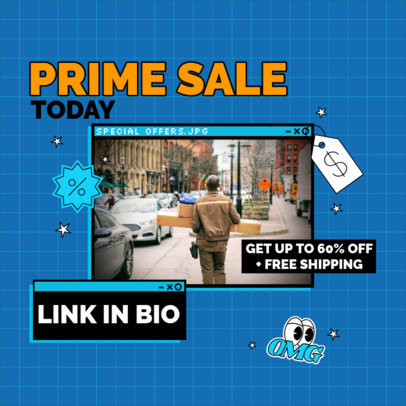 Instagram Post Generator Featuring a Background Grid for a Prime Sale 3029o 4456