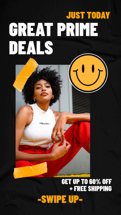 Instagram Story Maker with a Smiling Yellow Face for a Prime Offer 2534g 4456