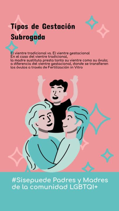 Illustrated Instagram Story Maker with Information About LGBTQ+ Parenting