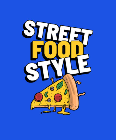 T-Shirt Design Template with a Breakdancing Pizza Illustration