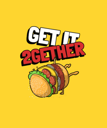 T-Shirt Design Creator Featuring an Illustrated Burger Breakdancing