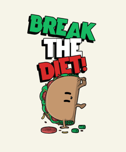 Funny T-Shirt Design Generator with a Breakdancing Taco Cartoon