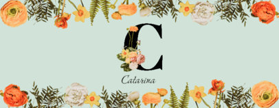 Mug Design Template Featuring Floral Ornaments and a Capital Letter