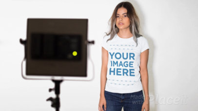 Pretty Model Posing for a Photo Shoot Wearing a T-Shirt Stop Motion