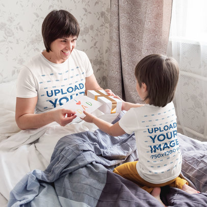 Mockup of a Kid Giving His Dad Presents on Father’s Day