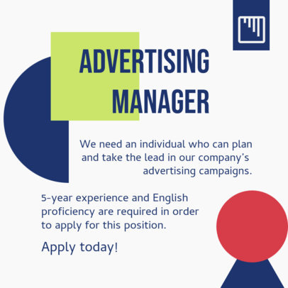 Instagram Post Maker for Recruiters Hiring an Advertising Manager Job 5254f el1
