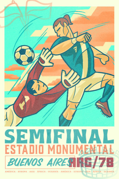 Soccer-Themed Poster Design Creator Featuring Retro Illustrations 5123c