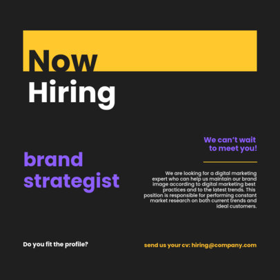 Instagram Post Generator Featuring a Brand Strategist Job Offer 5253a-el1