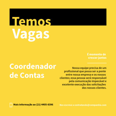 Instagram Post Template with a Job Offer to Hire an Account Coordinator 5253d-el1