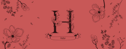 Mug Design Template Featuring Botanical Illustrations and Elegant Floral Letters