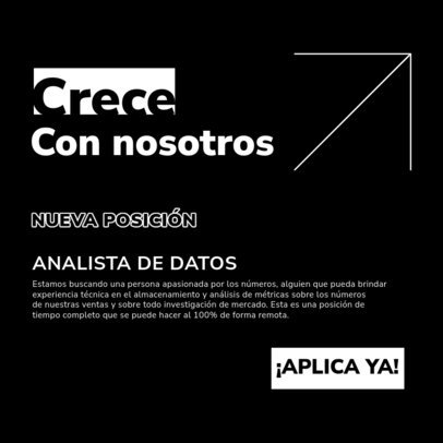 Instagram Post Generator Featuring an Open Position for a Data Analyst 5255f-el1