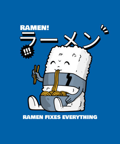 T-Shirt Design Maker Featuring an Asian Food Theme and Cute Cartoon Characters
