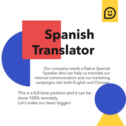 Instagram Post Creator for an Open Spanish Translator Vacancy 5254d el1