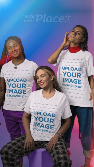 T-Shirt Video Featuring Three Diverse Models in a Studio