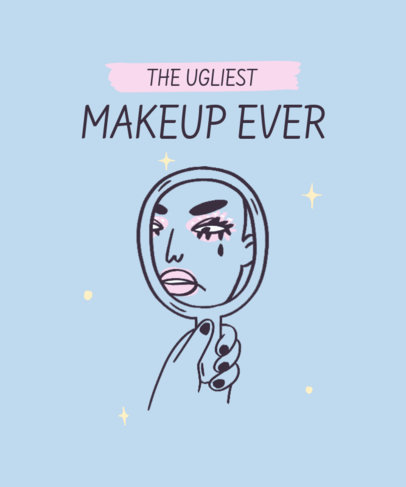 T-Shirt Design Maker Featuring an Illustration with a Makeup Fail Theme