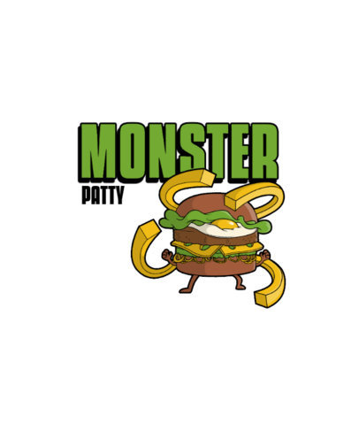 T-Shirt Design Creator Featuring an Illustrated and Monstrous Hamburger With Multiple Arms 