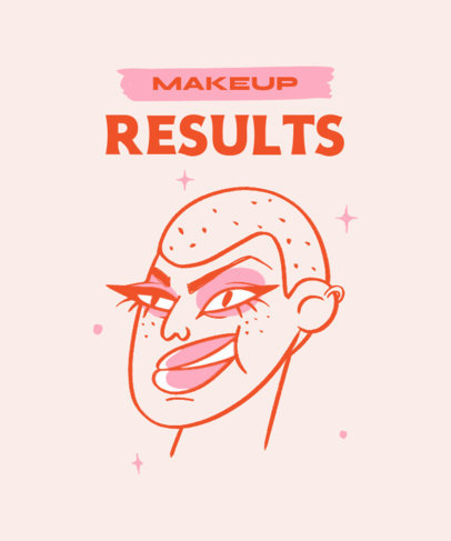 Illustrated T-Shirt Design Template with a Makeup Fail Theme