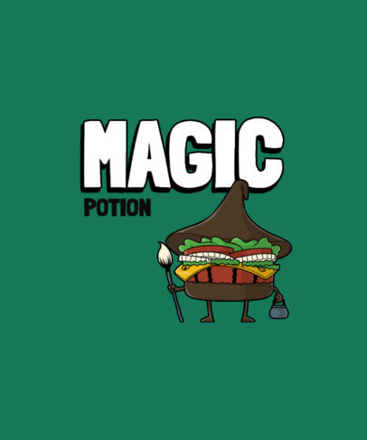 T-Shirt Design Maker With a Funny Graphic of a Hamburger Looking Like a Magician