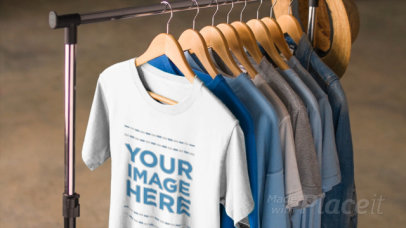 T-Shirt Video Hanging on a Clothing Rack with other Tees