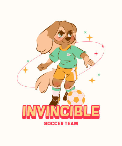 T-Shirt Design Maker for a Female Sports Team Featuring a Soccer Mascot