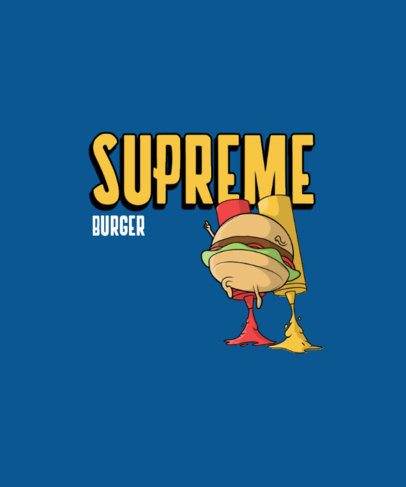 T-Shirt Design Template Featuring an Illustrated Brave Hamburger Getting off the Ground