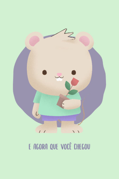 Poster Template Featuring a Cute Illustration of a Mouse and a Sweet Quote