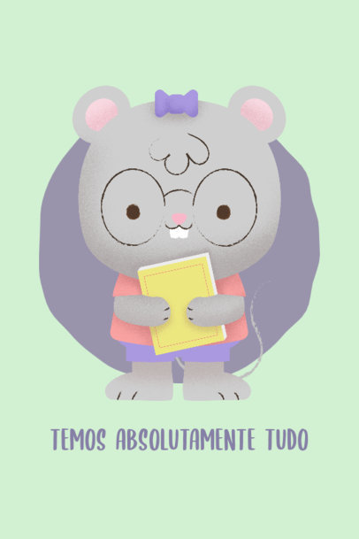Poster Maker for a Nursery Room Featuring an Illustrated Cute Little Mouse With a Book