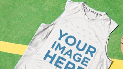 Basketball Jersey Maker - Jersey Lying on a Court Floor Near a Basketball