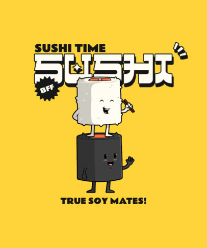 T-Shirt Design Creator Featuring Cute Sushi Cartoons