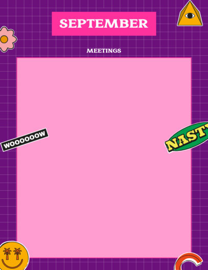 Monthly Planner Design Template Featuring Stickers and a Simple Layout