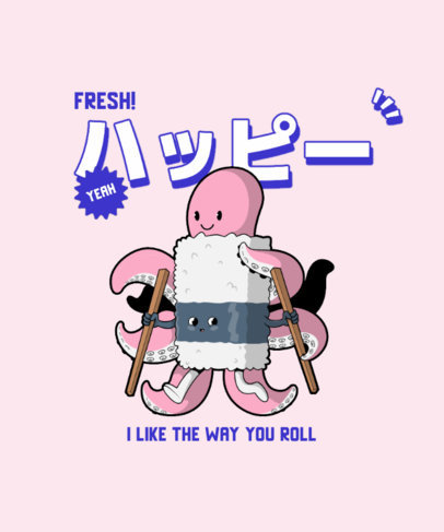 T-Shirt Design Generator Featuring Cute Sushi Cartoon Characters