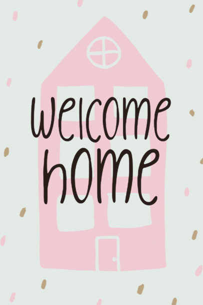 Illustrated Poster Template Featuring a House Drawing and a Message