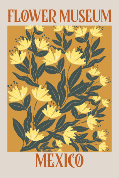 Poster Design Template with Yellow Flowers and a Vintage Font