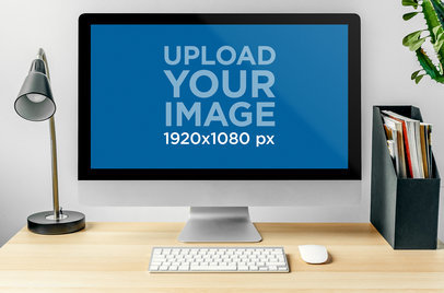 Mockup Featuring an iMac on a Neat Desk