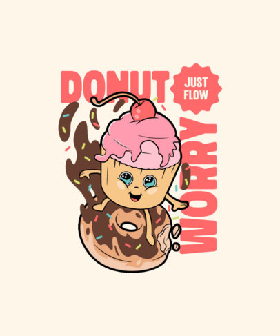 T-Shirt Design Template Featuring Cartoonish Food Characters Surfing