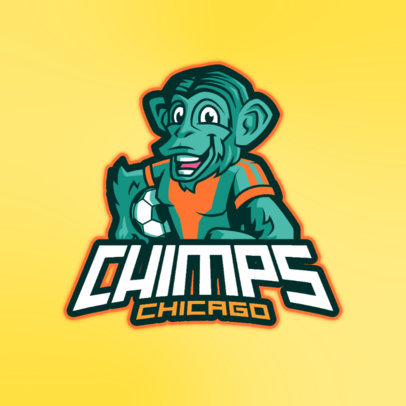 Logo Creator for a Soccer Sports Team Featuring an Illustrated Monkey
