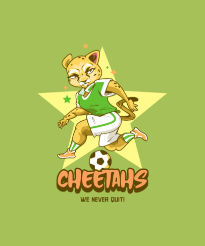 Sports-Themed T-Shirt Design Creator Featuring a Cheetah Playing Soccer