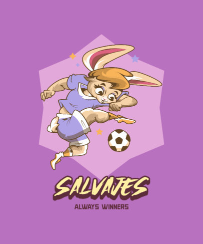 Cartoonish T-Shirt Design Template for a Sports Team Featuring a Mascot Playing Soccer