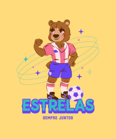 Soccer-Themed T-Shirt Design Generator for a Female Team Featuring a Bear Mascot
