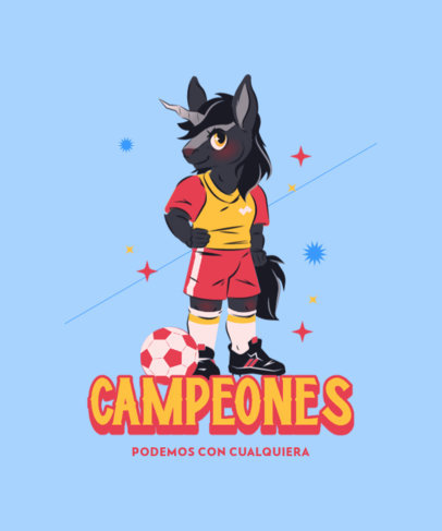T-Shirt Design Maker Featuring a Unicorn Mascot for a Female Soccer Team