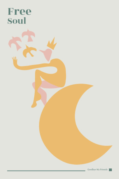 Art Print Creator Featuring a Matisse-Inspired Illustration of a Man Sitting on the Moon 4697g