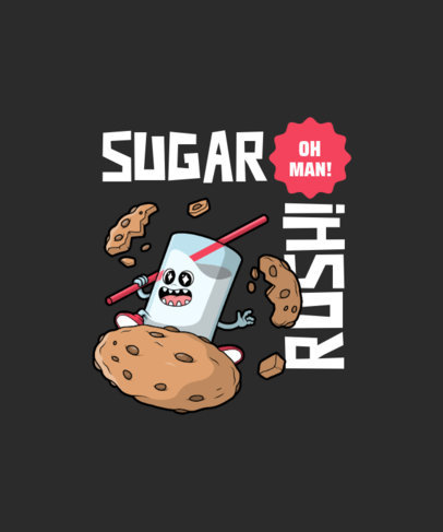 Cartoonish T-Shirt Design Generator Featuring a Happy Glass of Milk and Cookies