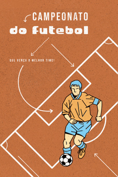 Poster Design Template with a Retro Aesthetic and a Soccer Player Clipart 5121b