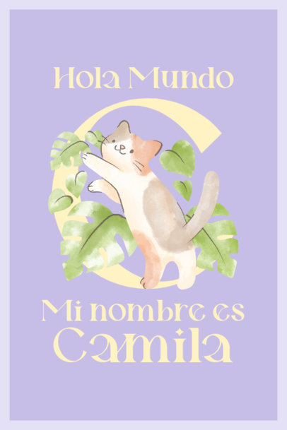 Nursery Poster Design Generator with a Watercolor Illustration of a Kitten