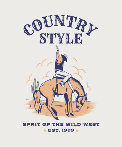 Rodeo-Themed T-Shirt Design Maker Featuring an Illustrated Cowboy Riding a Horse