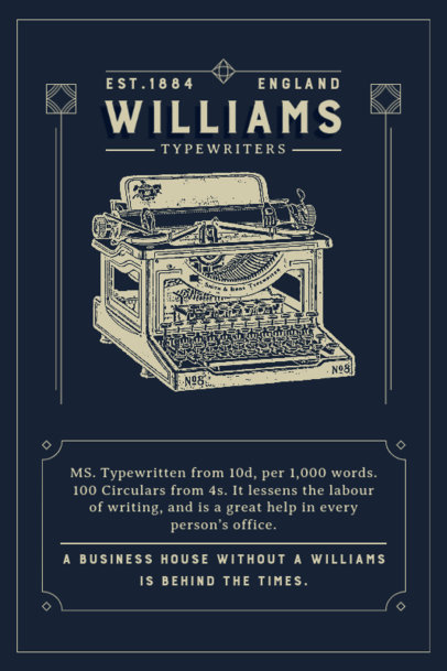 Antique Poster Maker for Writers Featuring a Retro Typewriter Illustration