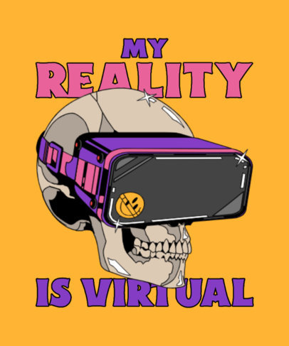 VR-Themed T-Shirt Design Maker Featuring a Skull With a Virtual Reality Headset