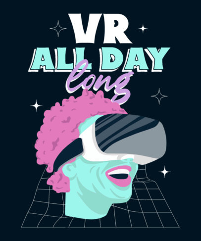 T-Shirt Design Maker Featuring Illustrated Characters with VR Devices