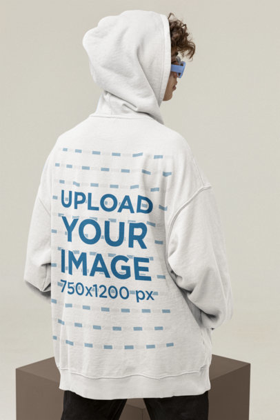Back View Mockup of a Man Covering His Hair With His Pullover Hoodie