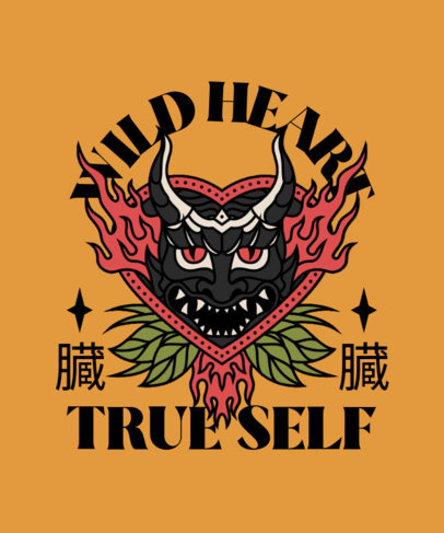 T-Shirt Design Generator Featuring an Asian Demon Graphic with a Classic Tattoo Style